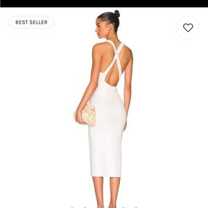 Revolve engagement dress! Worn once dry cleaned. Open Back Midi Dress in White